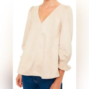 Tuckernuck Easton Suede Blouse in Bone XS